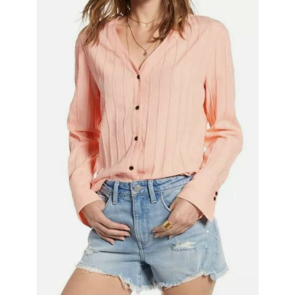 NWT Treasure & Bond Women's Size Small Peach Tie Front Shirt